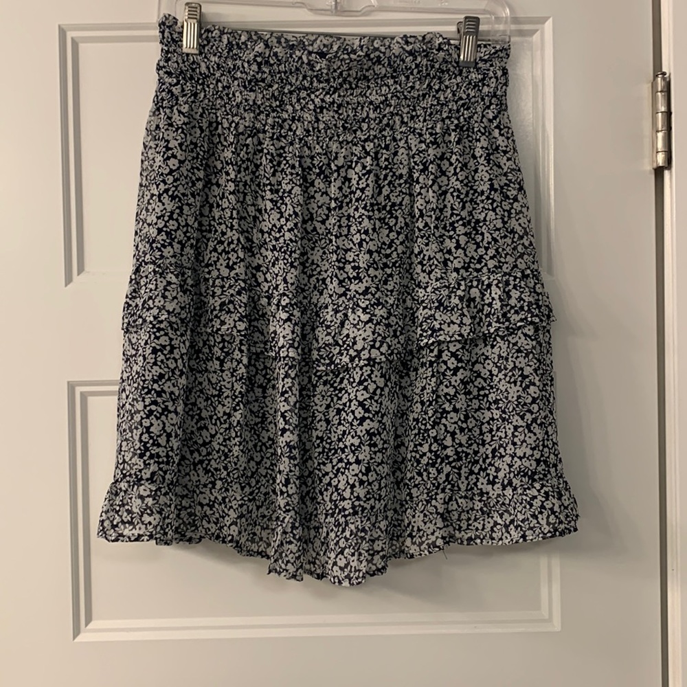 Navy and white floral skirt